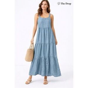The Drop denim chambray tiered maxi dress size 2x